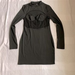 She In Size L Black Mesh Cut Out Mini Dress